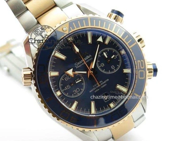1224 FlexibleFit Seamaster Professional Chrono SS RG Blue Ceramic Blue Dial On SS RG Bracelet A 8211